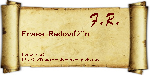 Frass Radován névjegykártya